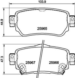 Задні тормозні (гальмівні) колодки hella 8DB355021491