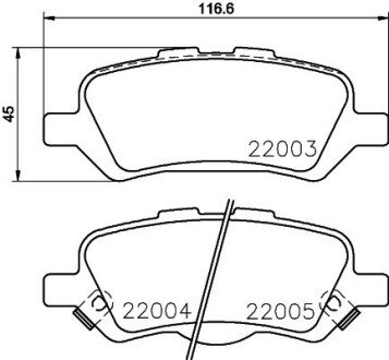 Задние тормозные колодки hella 8DB 355 023-051