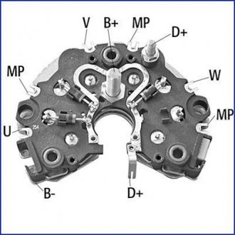 VW Мост диодный Audi 100,80,A4/6/8,Citroen Berlingo,Jumpy,ZX,Fiat Scudo,Opel,Peugeot,Passat hitachi 139473 на Пежо 306