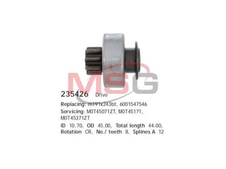 Бендикс стартера Dacia,Renault,Citroen,Peugeot (пр-во CARGO) HS Cargo 235426