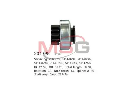 Бендикс стартера Honda,Isuzu,Opel (пр-во CARGO) HS cargo 231795