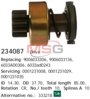 Бендикс стартера Man (пр-во CARGO) HS cargo 234087