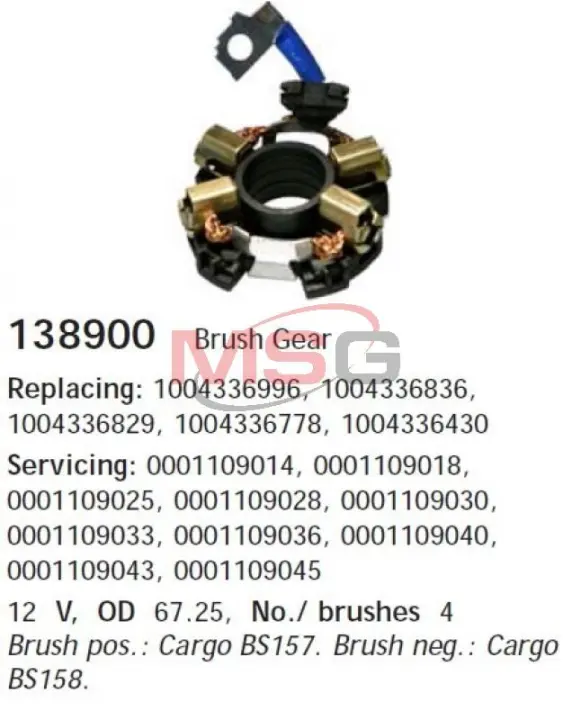 Щіткотримач стартера HS cargo 138900