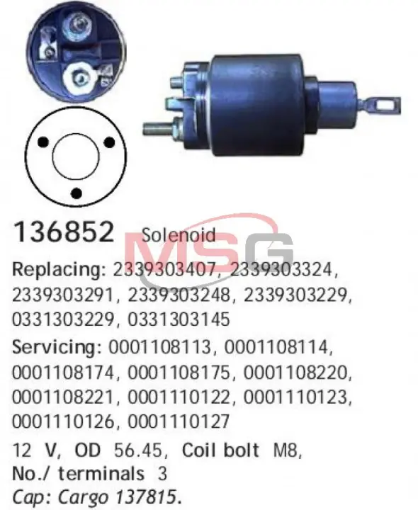 Соленоїд CARGO HS Cargo 136852 (фото 1)