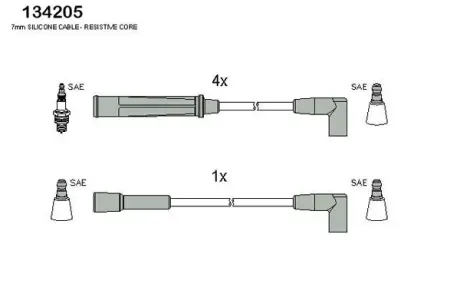 OPEL К-кт високовольтних проводІв Kadett E 1.3 HUCO 134205