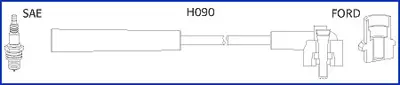 FORD комплект високовольтних проводІв ESCORT V 1.3 90-95, FIESTA III (GFJ) 1.0 89-95, ORION II (AFF) 1.3 85-90 HUCO 134659