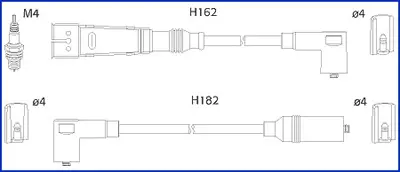 SKODA Комплект высоковольтных проводов OCTAVIA I Combi (1U5) 1.6 98-04 HUCO 134701