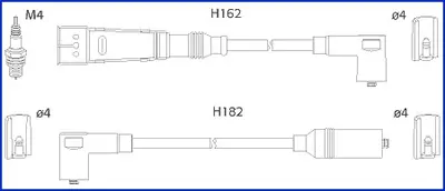 VW Комплект проводІв високої напруги Golf II,Passat 1.0/1.8 80- HUCO 134704