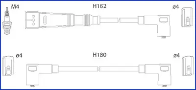 VW К-кт высоковольтных проводов 80,100,Passat 2.0/2.2 HUCO 134715 (фото 1)