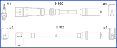 VW Комплект высоковольтных проводов Audi 80 1.4/2.0 78- HUCO 134716
