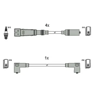 VW К-кт высоковольтных проводов Golf III,Passat,Vento,Seat 88- HUCO 134786