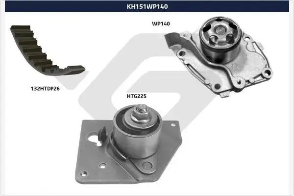 Помпа води + комплект ремня ГРМ Hutchinson KH151WP140 (фото 1)