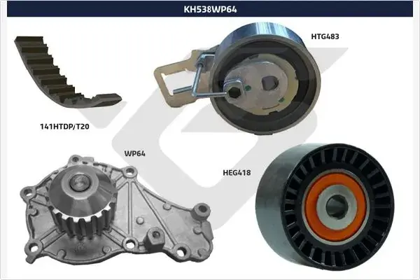 Помпа води + комплект ремня ГРМ hutchinson KH538WP64