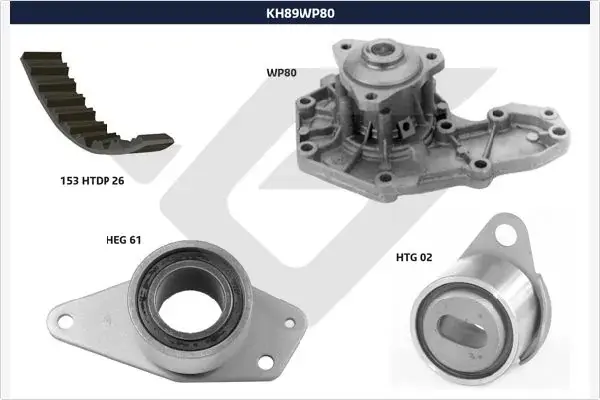 Помпа води + комплект ременя ГРМ hutchinson KH89WP80