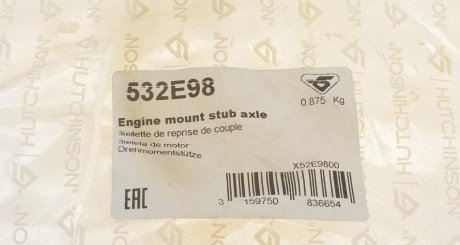 Подушка (опора) двигуна hutchinson 532E98