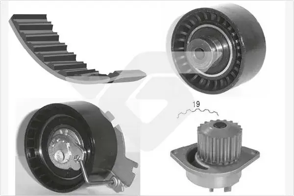 Помпа води + комплект ремня ГРМ hutchinson KH281WP37