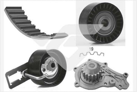 Помпа води + комплект ремня ГРМ hutchinson KH450WP64 на Пежо 301