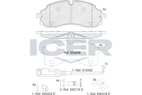 Комплект гальмівних колодок (дискових) icer 142490