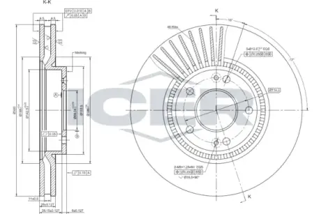 Вентильований гальмівний диск Icer 78BD0586-2