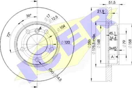 Вентильований гальмівний диск Icer 78BD0674-2