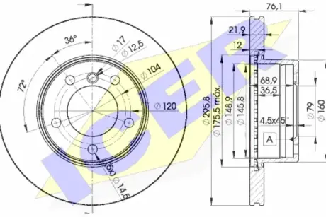 Вентильований гальмівний диск Icer 78BD48391
