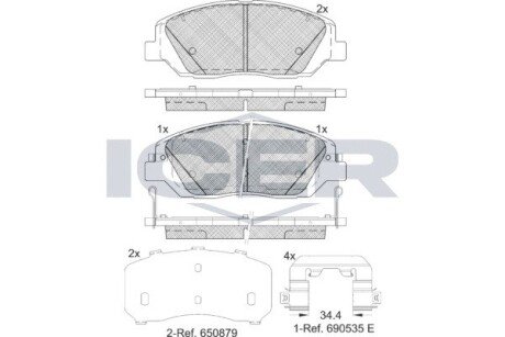 Комплект гальмівних колодок (дискових) icer 181997-233 на Hyundai Санта фе 3