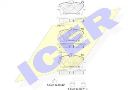 Комплект гальмівних колодок (дискових) icer 182024