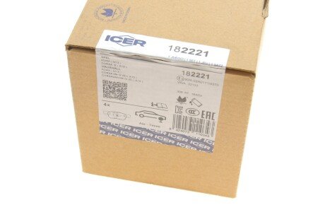 Комплект гальмівних колодок (дискових) icer 182221