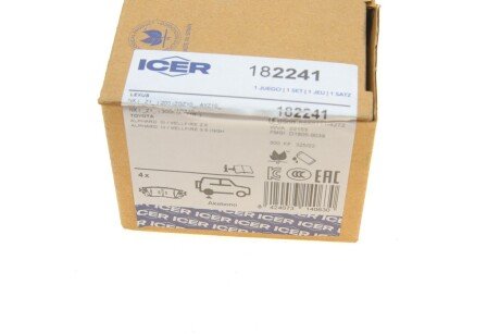 Комплект гальмівних колодок (дискових) icer 182241