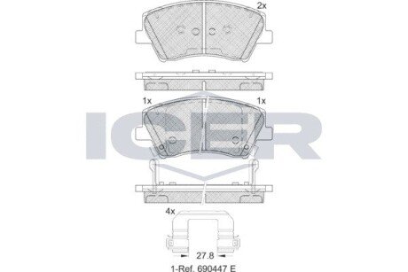 Комплект гальмівних колодок (дискових) icer 182314 на Hyundai Элантра ad