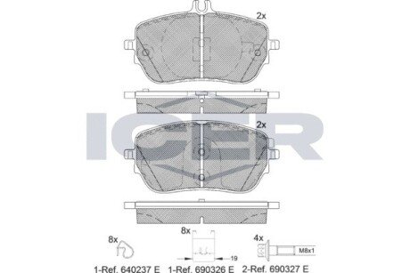 Комплект гальмівних колодок (дискових) icer 182337 на Мерседес CLA-Class C118/X118