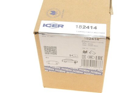 Комплект гальмівних колодок (дискових) icer 182414