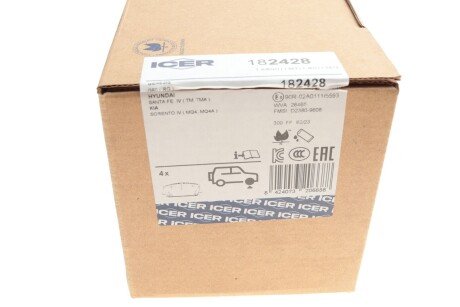 Комплект гальмівних колодок (дискових) icer 182428