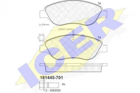 Передние тормозные колодки icer 181445701