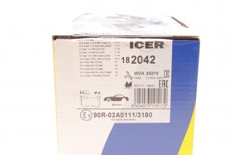 Тормозні (гальмівні) колодки icer 182042