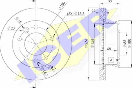 Вентильований гальмівний диск Icer 78BD01811