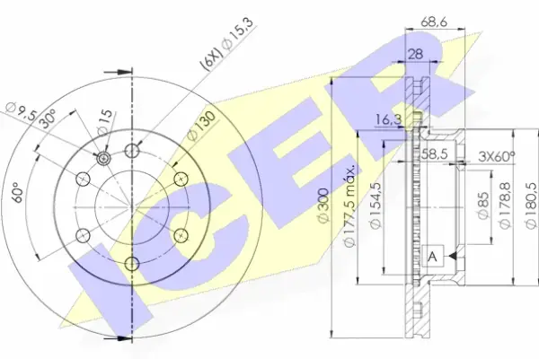 Вентилируемый тормозной диск icer 78BD0190-2