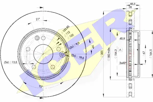 Вентилируемый тормозной диск icer 78BD0411-2