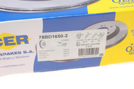 Вентильований гальмівний диск icer 78BD16502