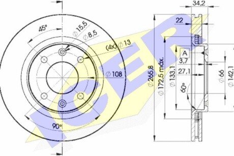 Вентильований гальмівний диск icer 78BD47502