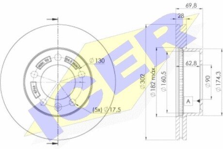 Вентильований гальмівний диск icer 78BD87662