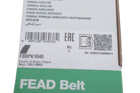 Приводной ремень генератора ina FB6PK1640