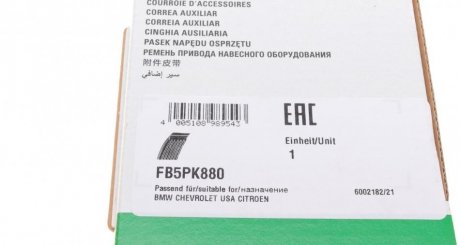 Приводной ремень генератора ina FB5PK880