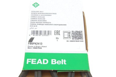 Приводной ремень генератора ina FB6PK2413