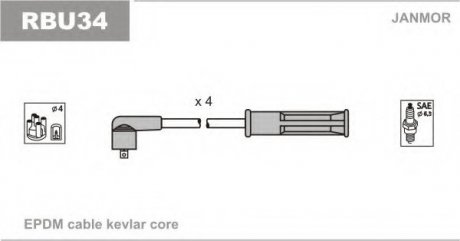 Высоковольтные провода для свечей зажигания janMor RBU34