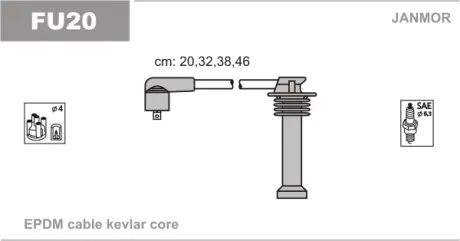 К-кт в/в провода Ford Focus 1,8I.2,0I.Mondeo 1,6I-2,0 (каучук) JanMor FU20