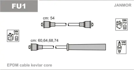 К-кт в/в проводів Ford Escort 1,1.1,3.1,4-1,4I.1,6-1,6 janmor FU1 Форд Transit