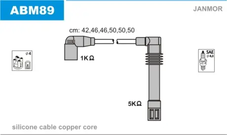 Провода Audi A4/A6/A8 2.4/2.6/2.8 95- Skoda SuperB 2.8 V janmor ABM89 Ауди А4 б6