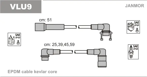 Провода (каучук) В/В Volvo 440-460 2.0 Turbo 88- janmor VLU9