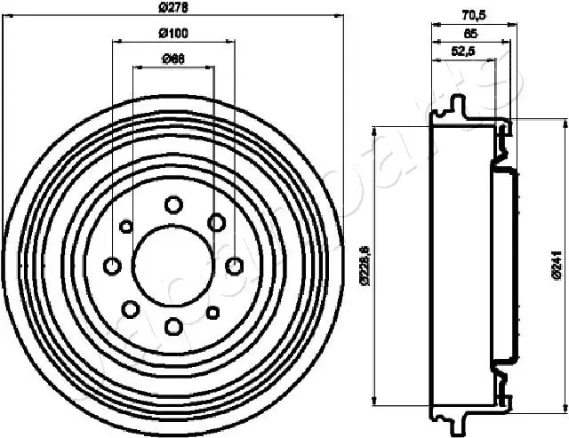 JAPANPARTS гальмівний барабан RENAULT Kangoo Japan Parts TA0703 (фото 1)